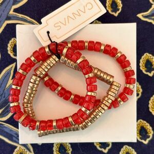 Bella Canvas Gold and Pink Layered Bracelet Set